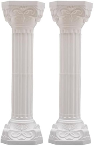 White plastic roman columns - plastic,